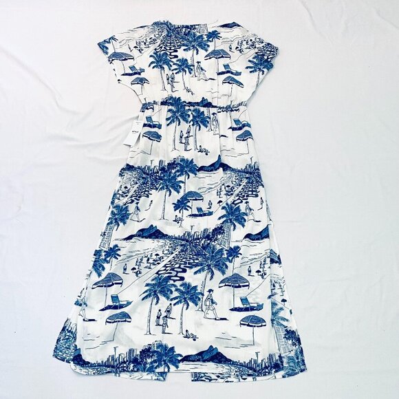 NWT Paulo Mariotti dress beach cover Womens Petite blue white midi button front - Picture 5 of 14